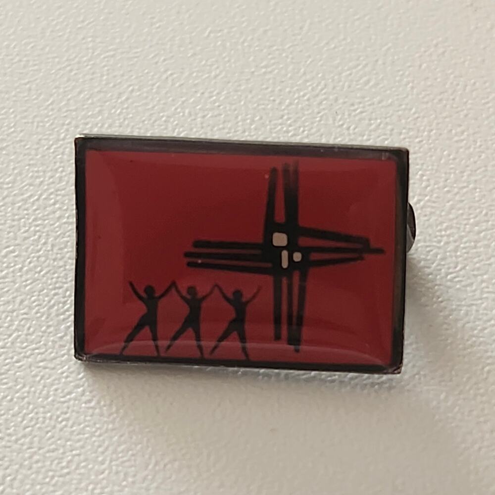 Vintage 1987 ALCW Festival American Lutheran Church Women Red Enamel Cross Pin